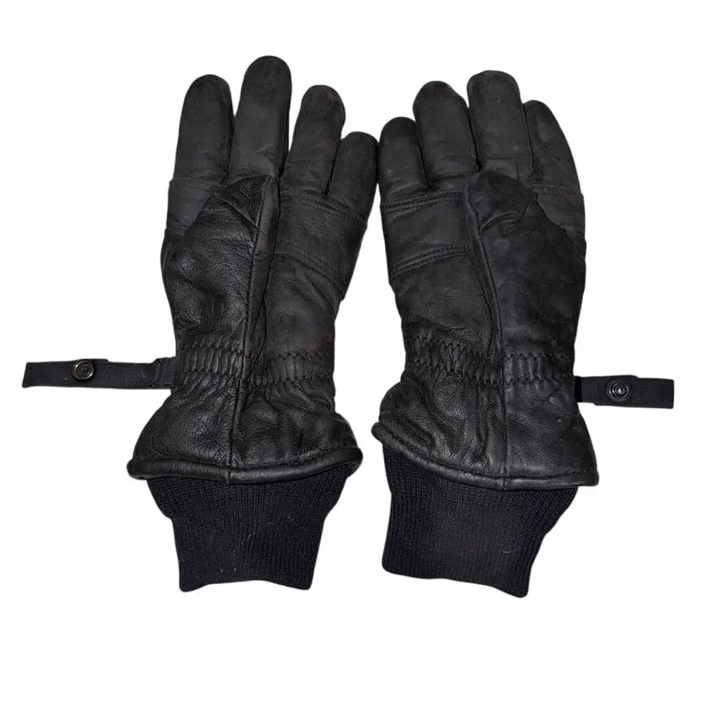 Vintage nationwide glove company black leather lined gloves unisex cuffed medium